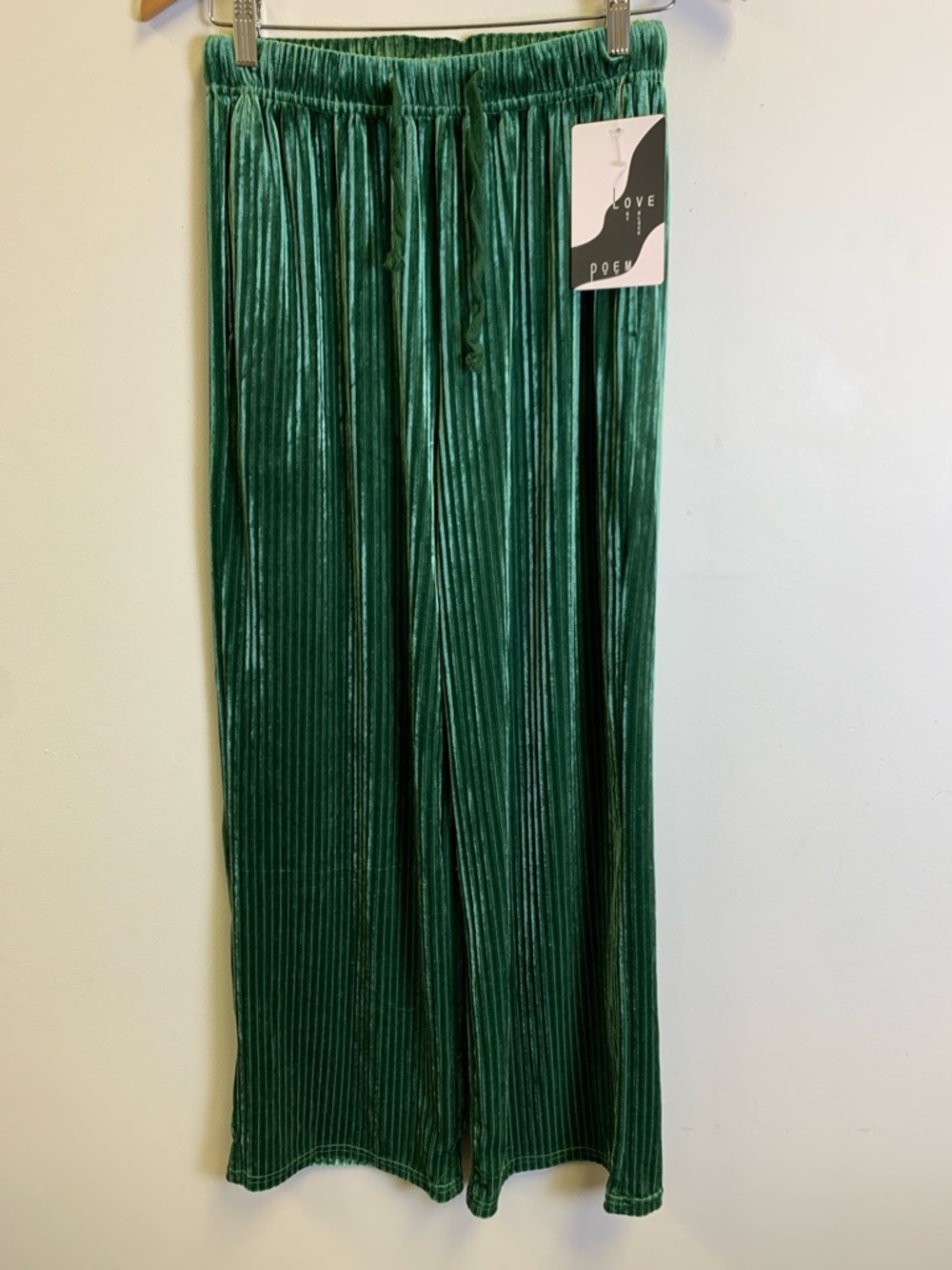 Love Poem Emerald Green Velvet Pleated Pants